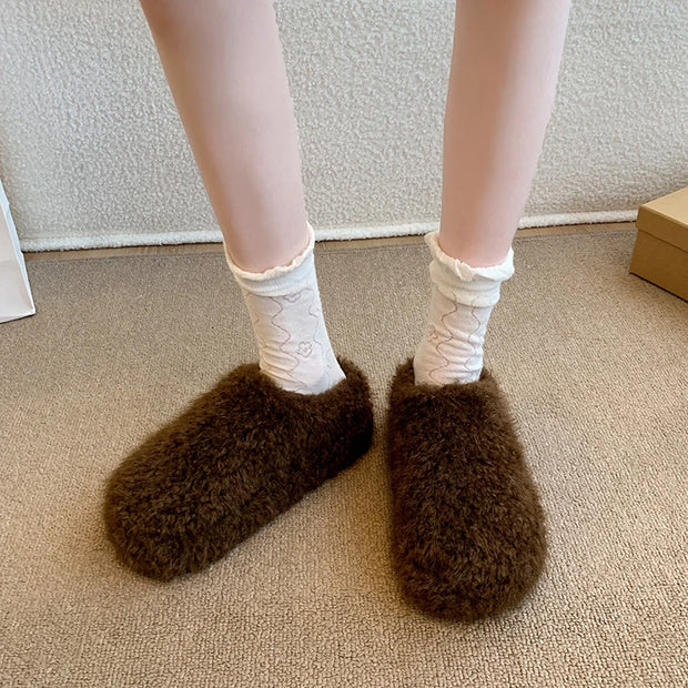 Baotou Hairy Slippers Footwear 2025 Winter Home Lightweight Women Winter Cotton Mopping