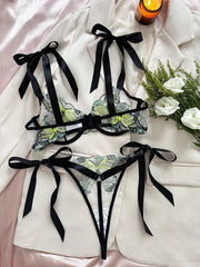 Ellolace Butterfly Lingerie Fancy Lace Delicate Underwear Fairy Embroidery Sheer Exotic Sets Bowknot Bilizna Hot Girl Underwear