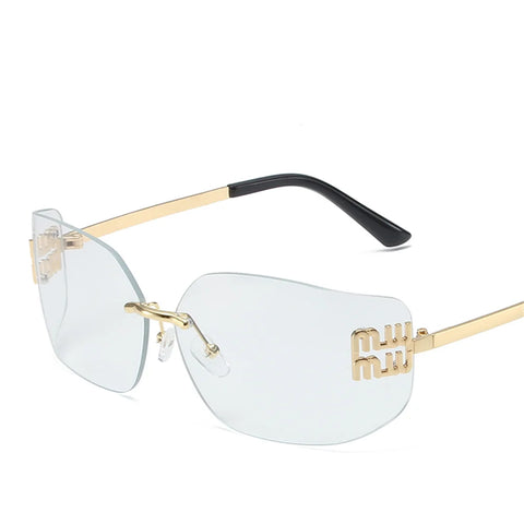 Retro American Curved Lenses Women'S Sunglasses Personalized Letter Decoration Glasses Outdoor Popular Eyepieces Shades Eyewear