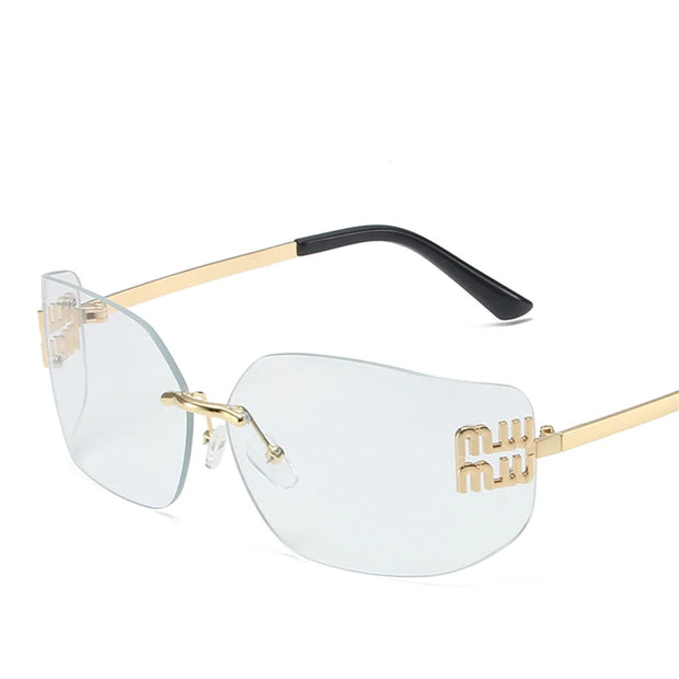 Retro American Curved Lenses Women'S Sunglasses Personalized Letter Decoration Glasses Outdoor Popular Eyepieces Shades Eyewear