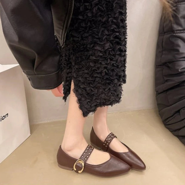 2025 New Pointed Toe Fashion Women Shoes Spring Autumn Elegant Party Daily Low Heels Pump Footwear Women Minimalist Flats Shoes