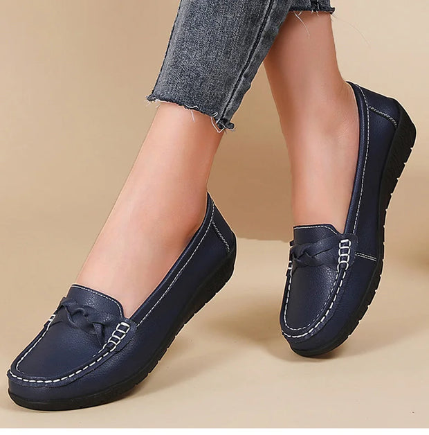 Woman Shoes 2025 New Soft Leather Flat Shoes Women's Loafers Flats Casual Shoes Women Footwear Female White Zapatos De Mujer