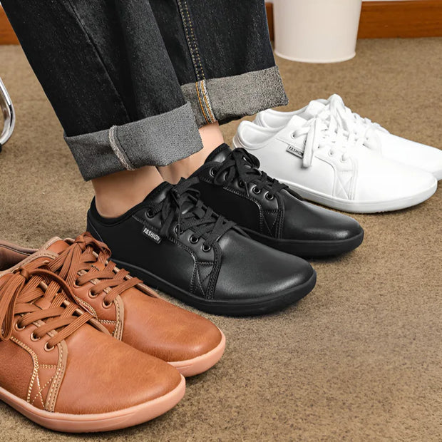 Men's Wide-toe Barefoot Shoes Lightweight Soft-soled Casual Walking Minimalist Breathable Artificial Leather Low-top Sneakers