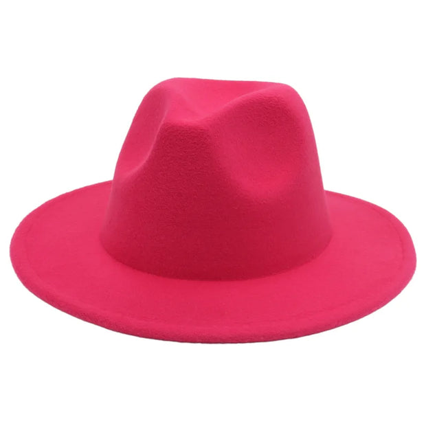 Classic Women Fedora Hats Autumn Winter Gentleman Jazz Felt Hat For Men Retro Church Lady Flat Wide Brim Dress Hat