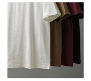 DUKEEN 300G Thick Bamboo Cotton T-Shirt Men Loose Round Neck Half Sleeve Solid Color Pure Cotton Breathable Short Sleeve