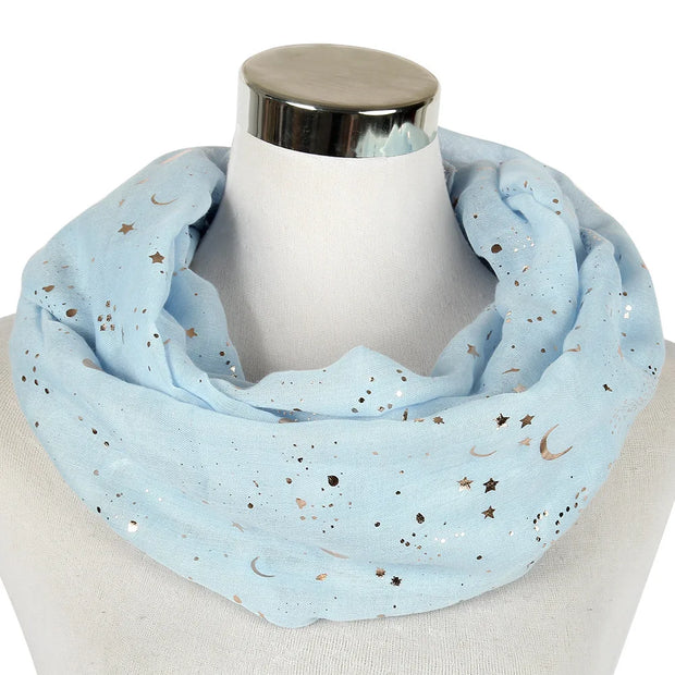 Star Moon Foil Scarf Women Cotton Voile Scarves Hijab Femme Musulman Fashion Shawl Wrap Headband 180-70cm Wholesale Scarfs
