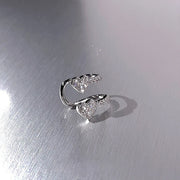 Shiny Silver Color Crystal Cross Star Tassel Ear Clip for Women Trendy Rhinestone Long Fake Cartilage Piercing Ear Cuff Jewelry
