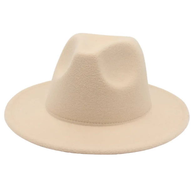 Classic Women Fedora Hats Autumn Winter Gentleman Jazz Felt Hat For Men Retro Church Lady Flat Wide Brim Dress Hat