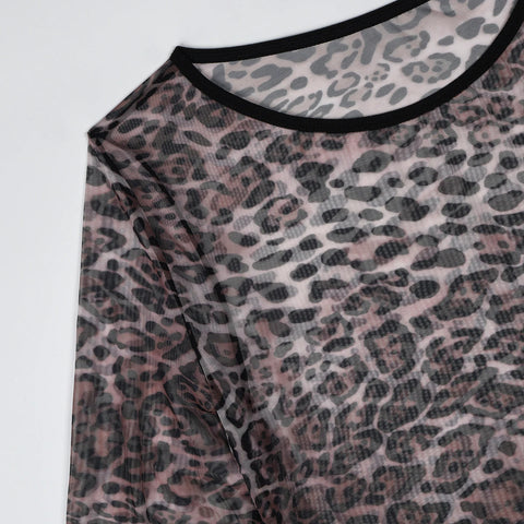 MUZISKAT High Quality 2024 Hot New Women's Leopard Mesh Sexy See-Through Body Shaping Erotic Lingerie Set Onlyfans