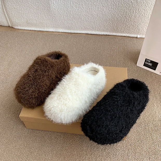 Baotou Hairy Slippers Footwear 2025 Winter Home Lightweight Women Winter Cotton Mopping