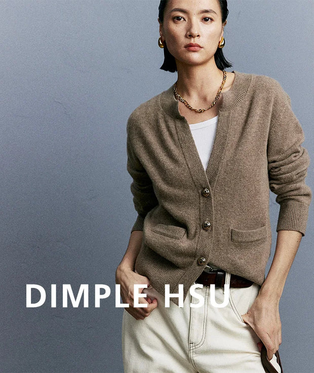 Autumn/Winter Knitted Loose Cardigan Jacket Pure Wool Sweater Temperament round Neck Slim Fit Long Sleeve Top for Women