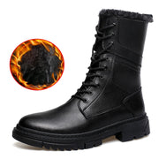 British Style Male Walking Footwear Luxury Brand Outdoor Boots High Quality Man Ankle Boots Warm Plush Fur Winter Shoes High Top