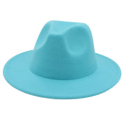 Classic Women Fedora Hats Autumn Winter Gentleman Jazz Felt Hat For Men Retro Church Lady Flat Wide Brim Dress Hat