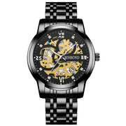 BINBOND Business New Automatic Non-Mechanical Quartz Watches 30M Waterproof Luminous Tourbillon Trendy Hollow Design Men Watches