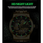 BINBOND Business New Automatic Non-Mechanical Quartz Watches 30M Waterproof Luminous Tourbillon Trendy Hollow Design Men Watches