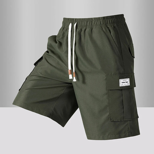 Summer Men's Cargo Shorts 2025 Loose Casual Below Knee Pants Elastic Waist Plus Size Outdoor Jogging Tactical Capri Sweatpants