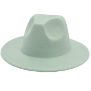 Classic Women Fedora Hats Autumn Winter Gentleman Jazz Felt Hat For Men Retro Church Lady Flat Wide Brim Dress Hat