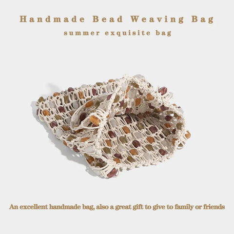 Women Beaded Bag Summer Design Hollow-out Woven Bead Tote Bag Shoulder Bag Female Small Handbag