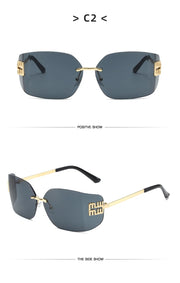 Retro American Curved Lenses Women'S Sunglasses Personalized Letter Decoration Glasses Outdoor Popular Eyepieces Shades Eyewear