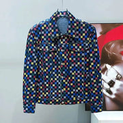 PFHQ Spring Shoulder Pad Short Men's Denim Jacket Design Versatile Turn-down Collar Contrast Color Male Tops 21E3316