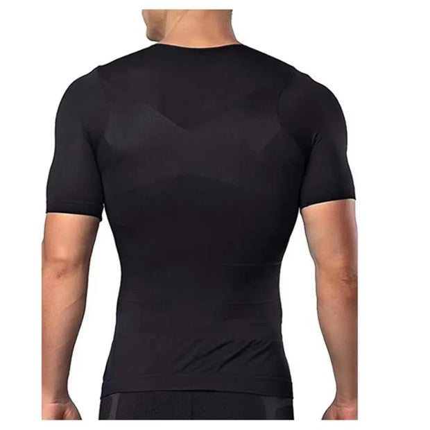 Men Body Toning T-Shirt Body Shaper Corrective Posture Shirt Slimming Belt Belly Abdomen Fat Burning Compression Corset