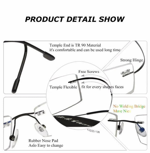 Chashma Brand Titanium Reading Glasses Super Light Myopia Optical Prescription Glasses Frame for Male and Female