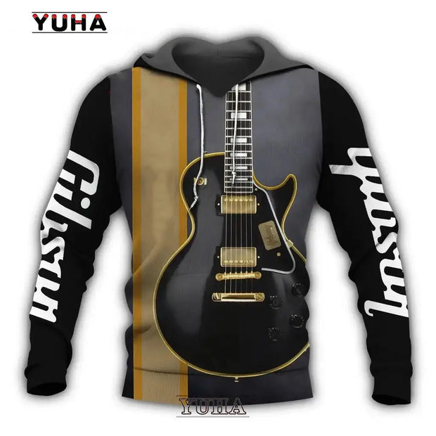 Mens 3d Guitar Printed Fashion Hoodie Daily European Size Sweatshirt Musical Moletom Female Psychedelic Clothes Wholesaler