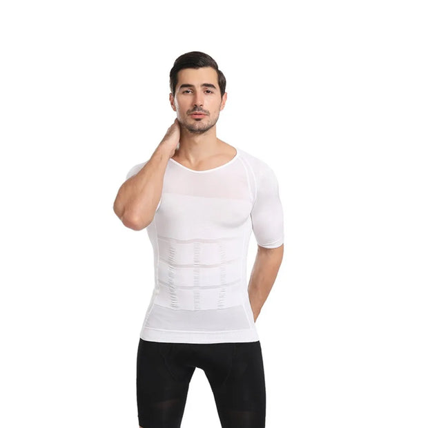 Men Body Toning T-Shirt Body Shaper Corrective Posture Shirt Slimming Belt Belly Abdomen Fat Burning Compression Corset