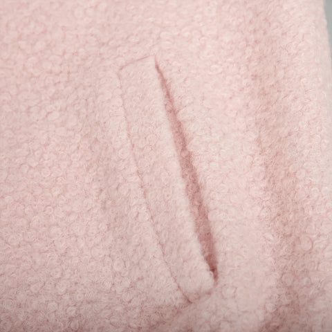 TARUXY Pink Short Fur Jacket Coat For Women Autumn Winter Casual Stand Collar Pocket Loose Fashion Long Sleeve Jacket Top Female