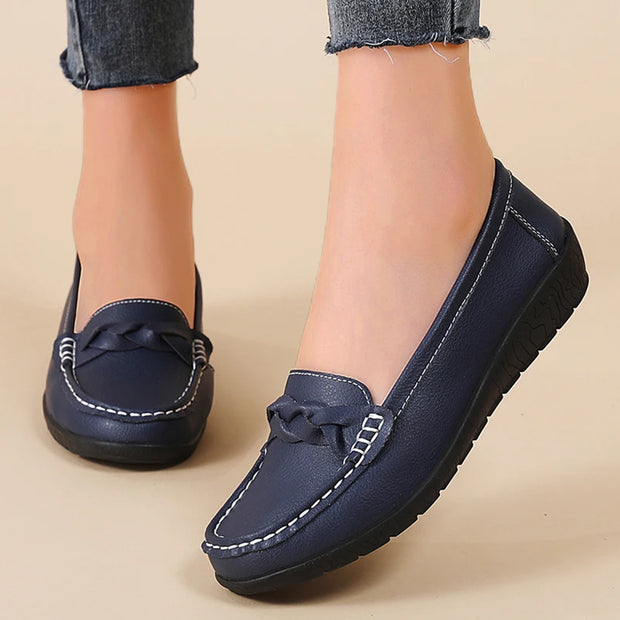 Fashion Wedge Women Flats Genuine Leather Outdoor Shoes Woman Footwear Shoes Women Moccasins Round Toe Chaussure Femme Plus Size
