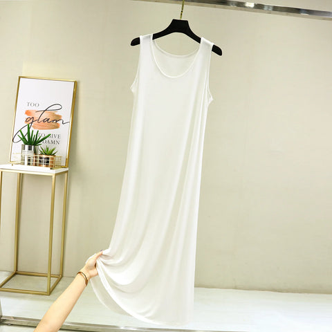 Cool Thin Summer Sleepwear For Women Outfit Night Shirt Sleeveless Long Dress Sexy Cotton Nightgowns Female Vest Nightdress