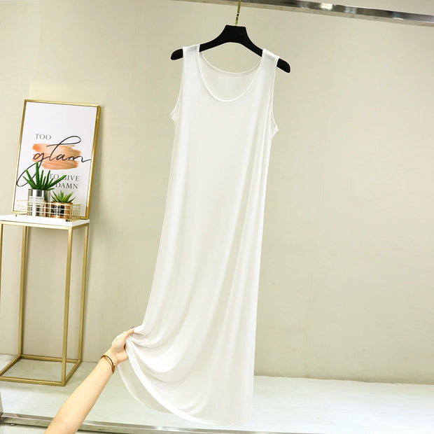 Cool Thin Summer Sleepwear For Women Outfit Night Shirt Sleeveless Long Dress Sexy Cotton Nightgowns Female Vest Nightdress
