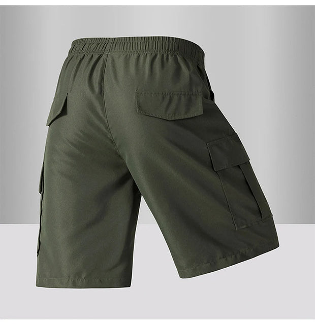 Summer Men's Cargo Shorts 2025 Loose Casual Below Knee Pants Elastic Waist Plus Size Outdoor Jogging Tactical Capri Sweatpants