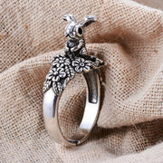 New Style Sweet Rabbit & Flower Retro Thai Silver Ladies Party Rings Wholesale Price For Women Birthday Gifts Never Fade