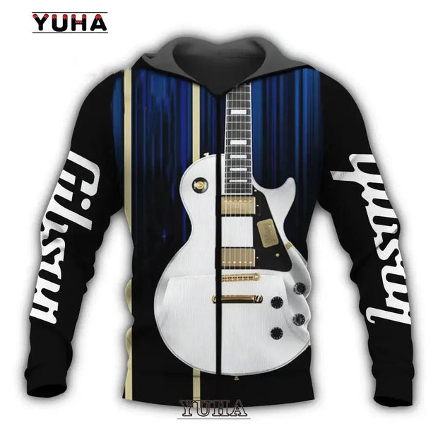 Mens 3d Guitar Printed Fashion Hoodie Daily European Size Sweatshirt Musical Moletom Female Psychedelic Clothes Wholesaler