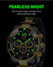 LIGE Men Watch Fashion Full Steel Military Waterproof Quartz Watches for Men Top Brand Luxury Military Chronograph Montre Homme
