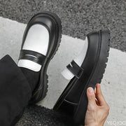 2025 Fashion New Men's Workwear Casual Big Toe Leather Shoes Niche Low Top Thick Sole Height Increasing Set Foot Men's Shoes