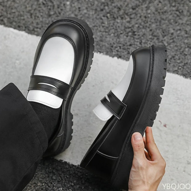 2025 Fashion New Men's Workwear Casual Big Toe Leather Shoes Niche Low Top Thick Sole Height Increasing Set Foot Men's Shoes