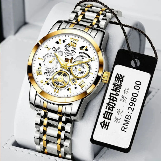ORUSS New Style Fashion Brand Men's Quartz Watch Luxury Roman Dial Luminous Waterproof Sports Automatic Date Business Man Watch