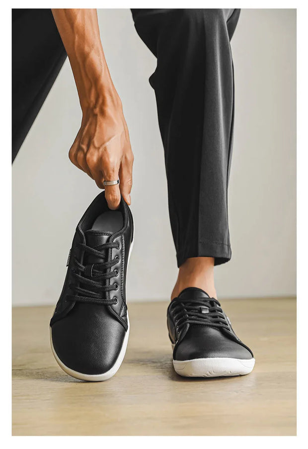 Men's Wide-toe Barefoot Shoes Lightweight Soft-soled Casual Walking Minimalist Breathable Artificial Leather Low-top Sneakers