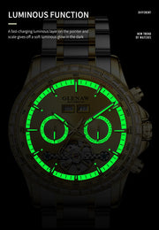 2025 Year Month Sunday Multi-functional Mechanical Watch GLENAW Watch Diamond Circle Stainless Steel Waterproof Luminous Watches