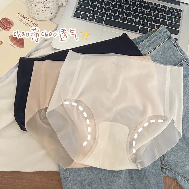 Summer Ice Silk Seamless Underwear Ladies Summer Ultra-thin Sense Quick-drying Pants 3D Peach Hip Fitness Briefs Panties
