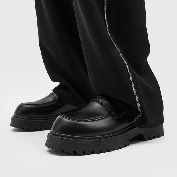 2025 Fashion New Men's Workwear Casual Big Toe Leather Shoes Niche Low Top Thick Sole Height Increasing Set Foot Men's Shoes