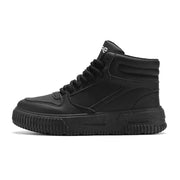 PU Leather Footwear Men Casual Shoes High Top White Breathable Footwear Shock-absorber Platform Hidden Increasing Sneakers