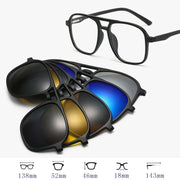 HDCRAFTER 6 In 1 Magnet Polarized Clip Glasses Frame Men TR90 Optical Myopia Clip Glasses For Men Prescription Eyeglasses Frame