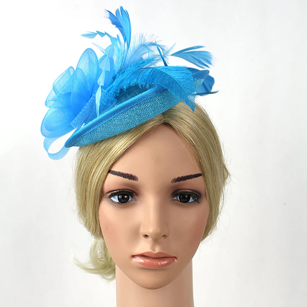 Women Ascot Fascinator Hat Feather Mesh Headband with Clip Reversible Kentucky Derby Photography for Ladies Tea Party