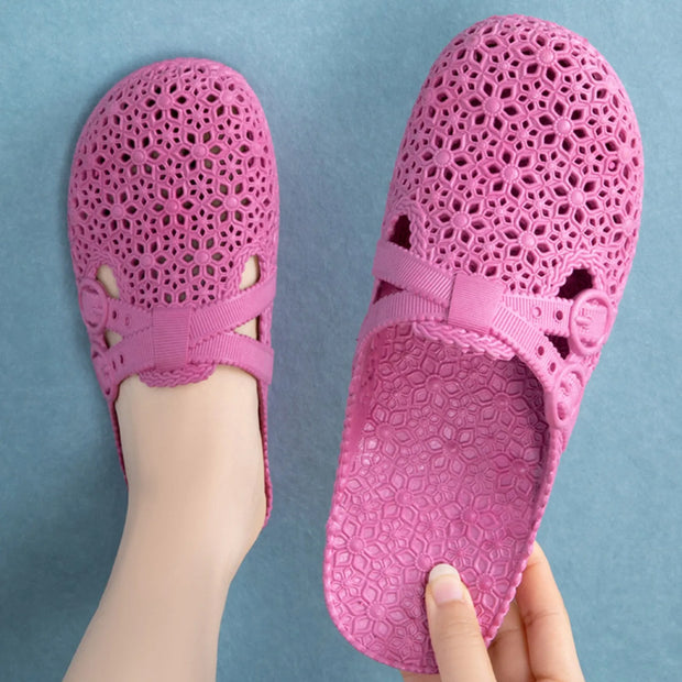 Wrapped Toe Breathable Slippers Women Summer Outer Wear Hole Shoes Home Fashion Casual Hollow Out Slip On Buckle Slipper Female