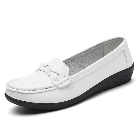 Fashion Wedge Women Flats Genuine Leather Outdoor Shoes Woman Footwear Shoes Women Moccasins Round Toe Chaussure Femme Plus Size