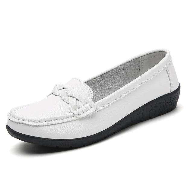 Fashion Wedge Women Flats Genuine Leather Outdoor Shoes Woman Footwear Shoes Women Moccasins Round Toe Chaussure Femme Plus Size