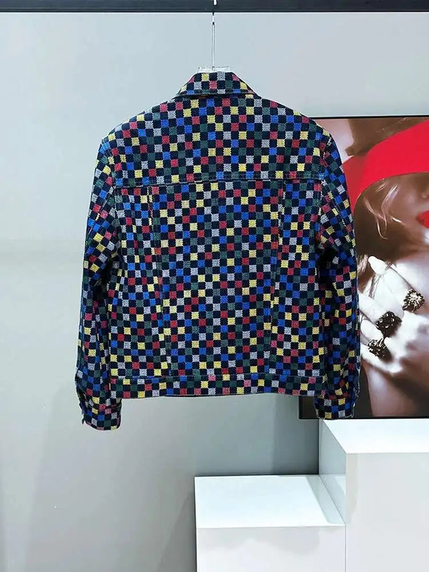 PFHQ Spring Shoulder Pad Short Men's Denim Jacket Design Versatile Turn-down Collar Contrast Color Male Tops 21E3316